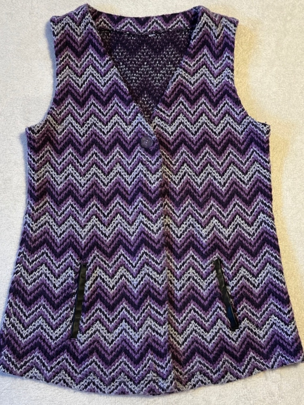 Vintage Missoni Purple Zigzag Knit Vest Small Chevron Raschel Eclectic 70s